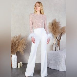 Nadine Merabi White Amelia Jumpsuit
